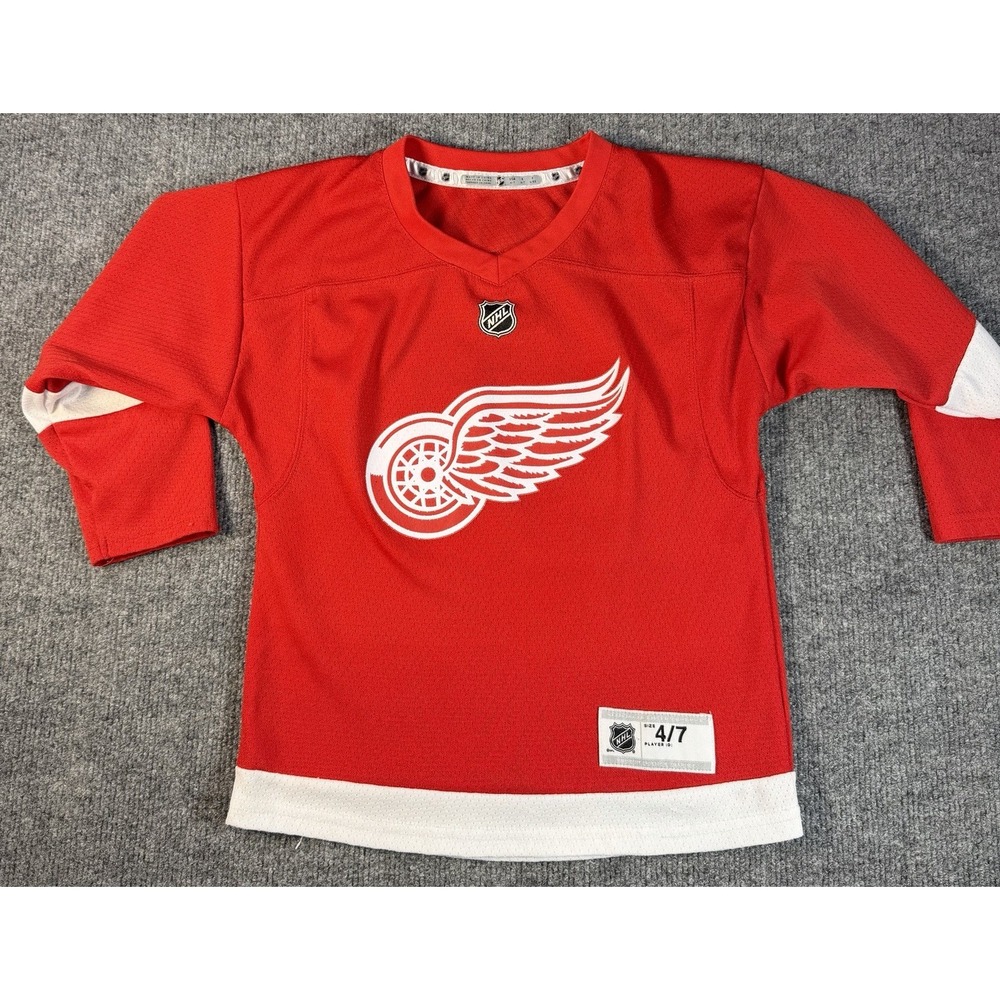 Detroit Red Wings NHL Youth 4/7 Blank Replica Hockey Jersey Red Official